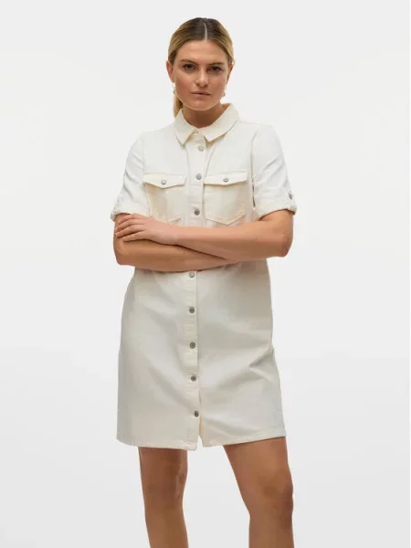 Vero Moda Sukienka jeansowa Jennie biały
