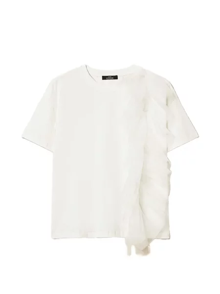 Koszulka Twinset z falbankami tiulowa biała