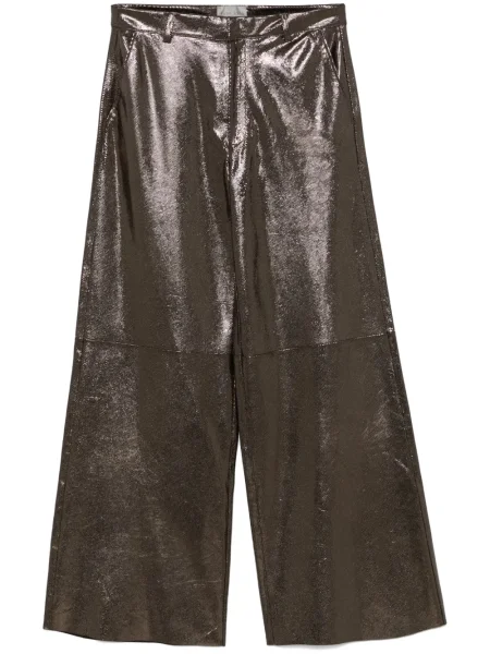 Pantaloni Forte_forte din piele auriu