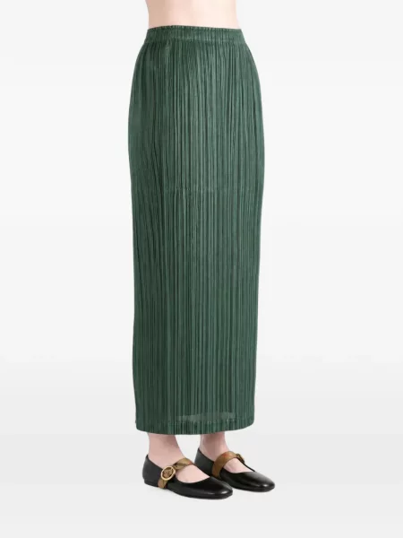 Fustă midi Pleats Please Issey Miyake verde