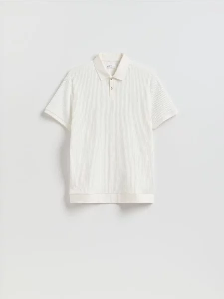 Reserved Tricou polo comfort fit din structurat crem