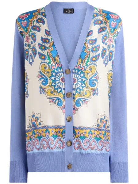 Cardigan Etro de mătase cu imagine violet