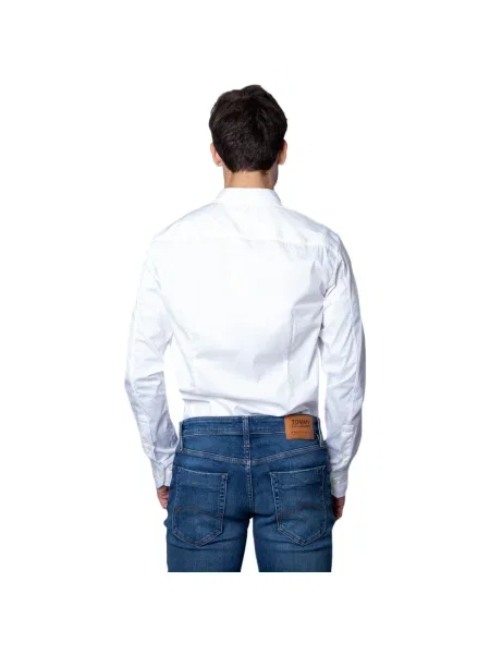 Cămașă din denim Tommy Jeans stretch alb