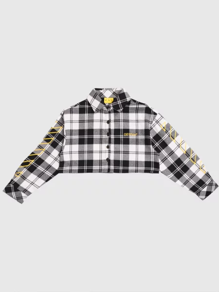 Дитяча укорочена сорочка в клітинку Off-white сіра