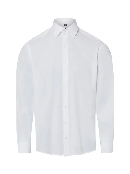 Nils Sundström koszula casual z lnem Mężczyźni Modern Fit S biały