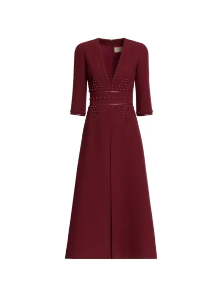 Haftowana sukienka midi Elie Saab czerwona