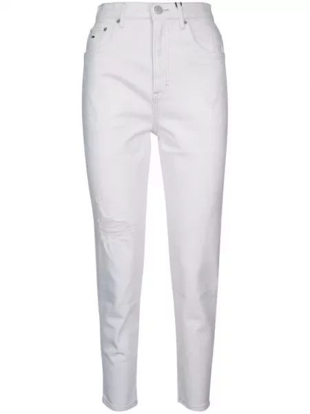 Blugi conici Tommy Jeans cu talie înaltă alb