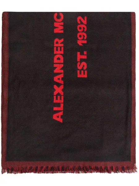 Vlněný šál Alexander Mcqueen s potiskem černý