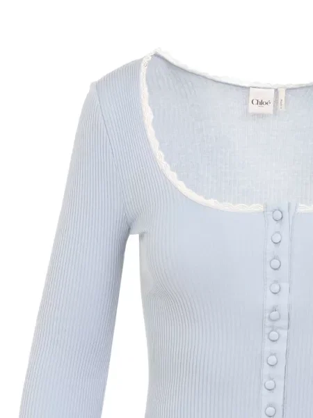 Top Chloé din dantelă albastru