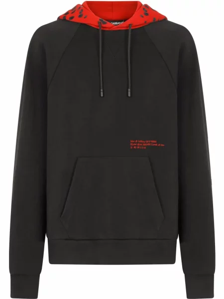 Majica s kapuljačom Dolce & Gabbana s kapuljačom s leopard uzorkom crna