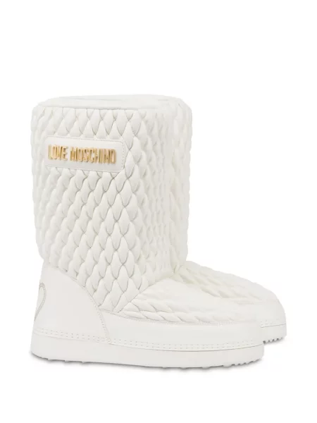 Καπιτονέ μποτάκια Love Moschino με αυτόγραφο λευκό