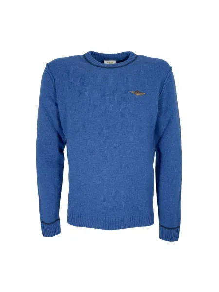 Sweter Aeronautica Militare wełniany niebieski