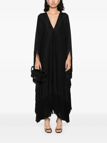 Rochie maxi Taller Marmo cu franjuri de costum negru