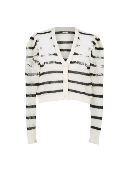 Kardigan Twinset w paski biały