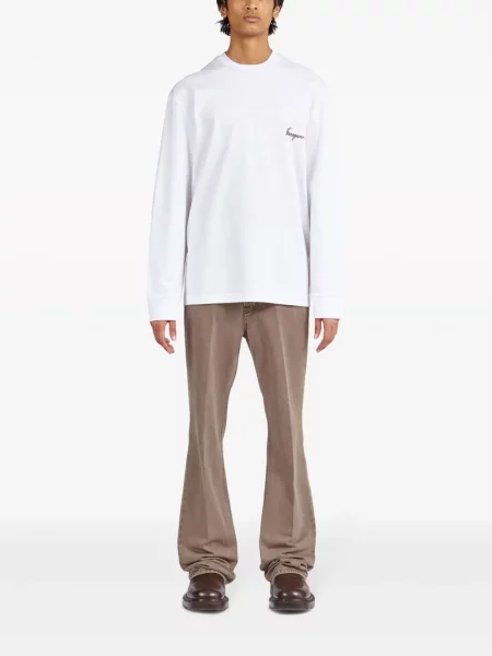 Lung tricou Ferragamo cu imagine alb