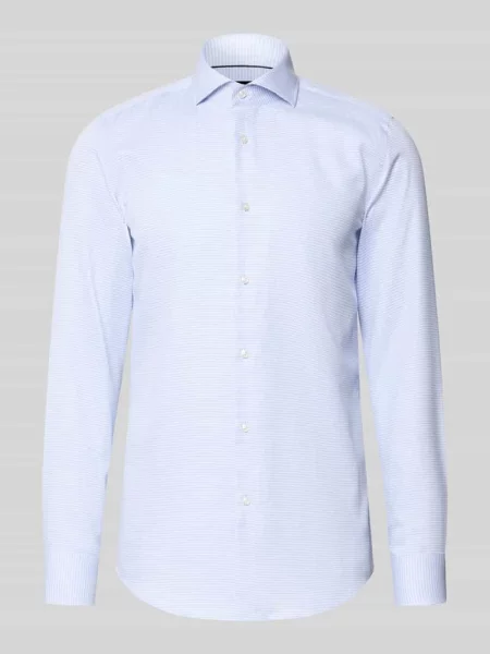 Koszula biznesowa o kroju slim fit z czystej bawełny model Boss niebieska
