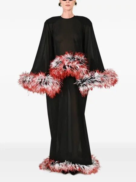 Rochie maxi Rowen Rose cu pene negru