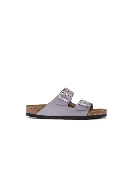 Klapki Birkenstock skórzane klasyczne fioletowe