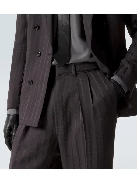 Pantaloni Tom Ford cu dungi din jacard gri