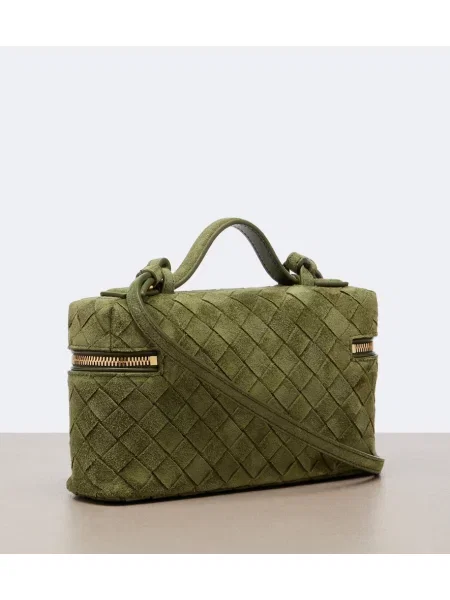 Geantă Bottega Veneta din piele de căprioară verde