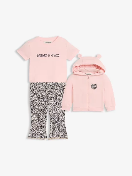 Lekka bluza T-shirt i legginsy z czystej bawełny organicznej komplet beżowa