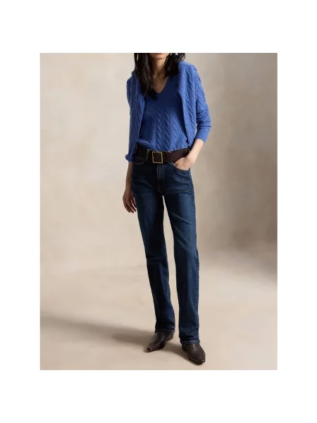 Sweter Polo Ralph Lauren z dekoltem w serek niebieski