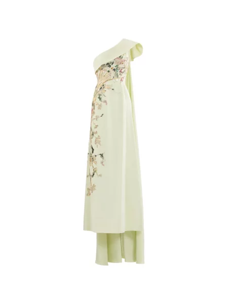 Rochie maxi Saiid Kobeisy cu un umăr gol verde