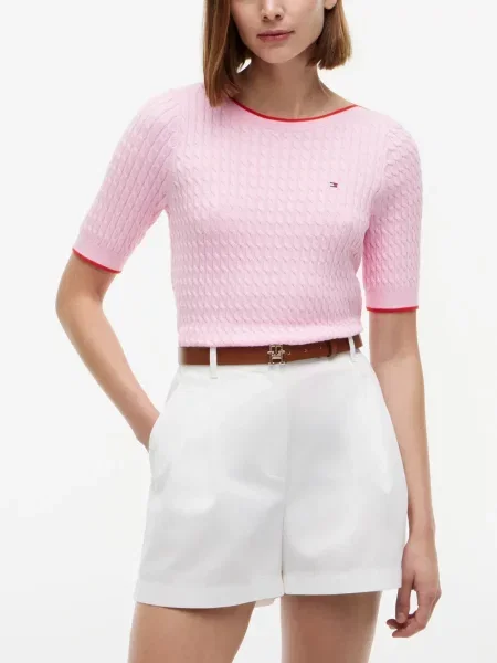 Scurt pulover Tommy Hilfiger roz