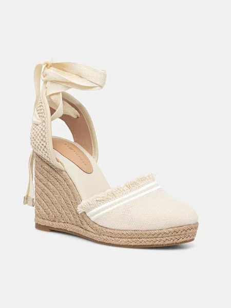 Еспадрили Tommy Hilfiger FRINGE CANVAS HIGH WEDGE със скосена платформа бежово