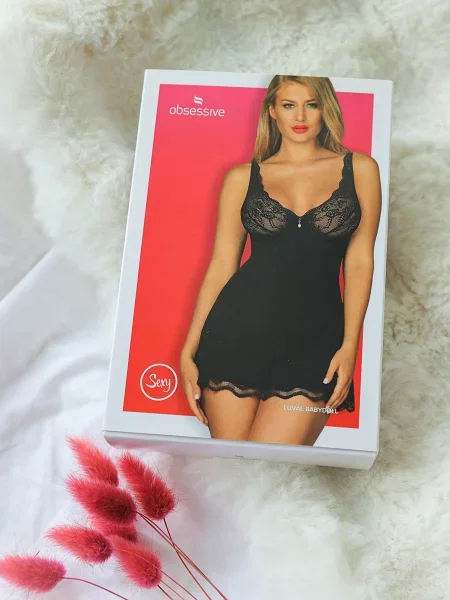 Комплект: бэби-долл и трусики Комплект_Obsessive_Luvae_babydoll чорний