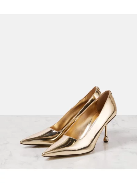 Pantofi cu toc Jimmy Choo din piele auriu