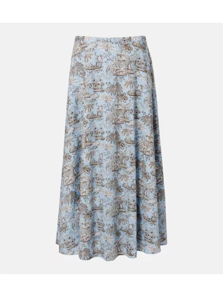 Spódnica midi Staud w kwiatki do kolan niebieska
