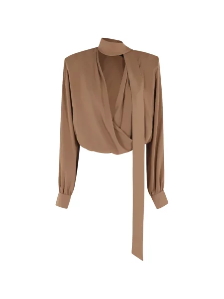 Bluzka Federica Tosi wiązana kopertowa brązowa