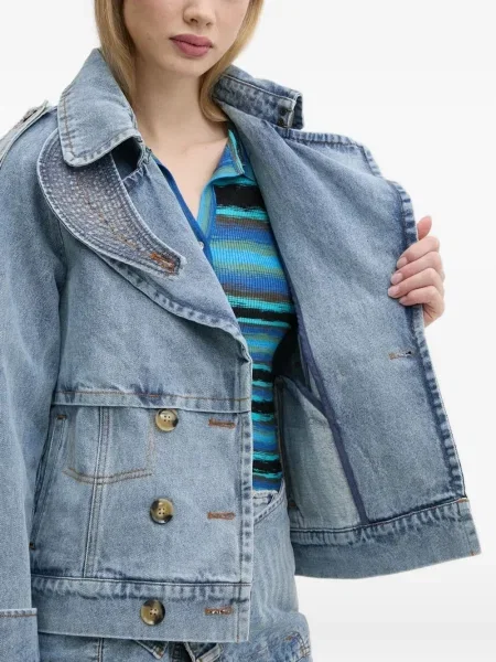 Geacă de blugi Desigual cu două rânduri de nasturi albastru