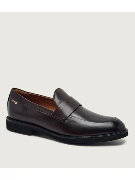 HUGO De piele pantofi loafer Ginsby_loaf_lt maro