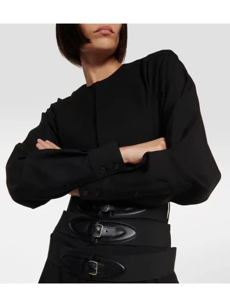 Cu centură rochie Alaïa de lână negru