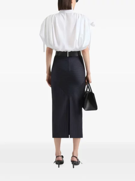 Fustă midi Givenchy de lână cu dungi albastru