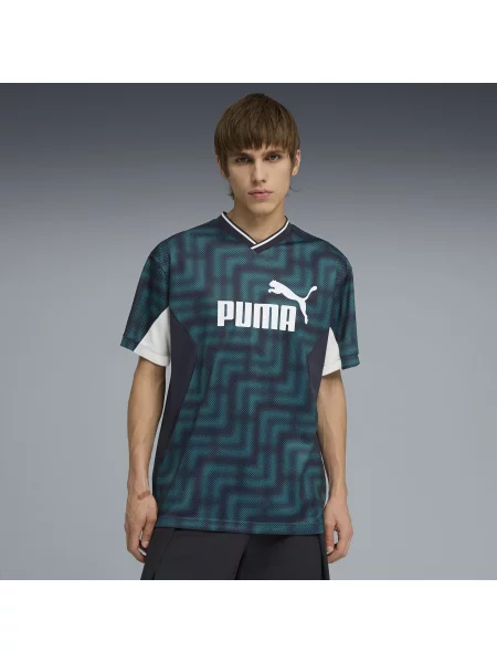 PUMA luźna koszulka piłkarska Essentials z blokami kolorów Odzież S zielony