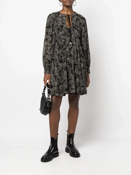Raštuotas ilgas maxi suknele Michael Michael Kors su paisley raštu juoda