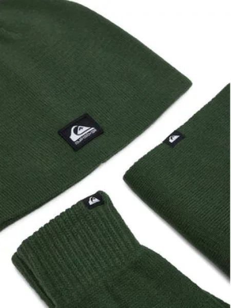 Quiksilver Sapka körsál és kesztyű szett Sötétzöld