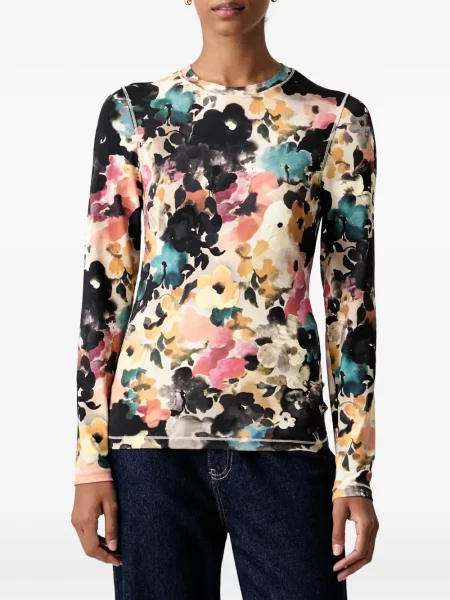 Lung tricou Stine Goya cu model floral cu imagine