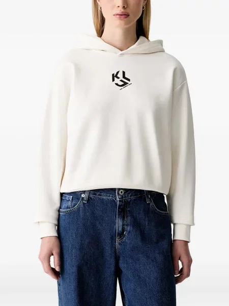 Hanorac cu glugă Karl Lagerfeld Jeans cu imagine alb