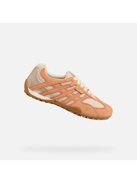 Sneakerși Geox cu model piele de șarpe portocaliu