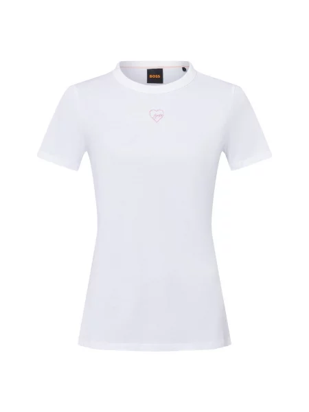 BOSS Orange Koszulka Kobiety biały|różowy jednolity M biała