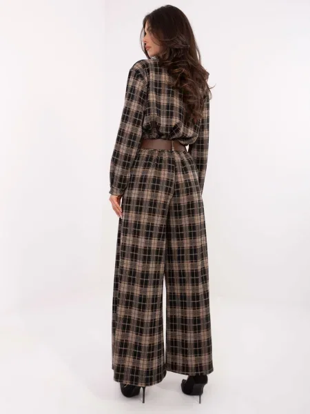 Pantaloni Moda Italy în carouri negru