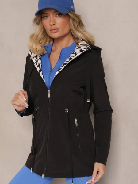 Kurtka w Stylu Parki ze Ściągaczem w Talii Arivienne czarna