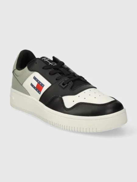Wielobarwność trampki Tommy Jeans skórzane retro czarne