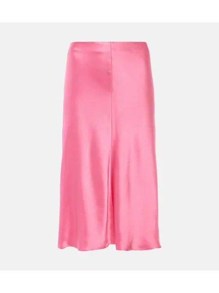 Fustă midi Stella Mccartney din satin până la genunchi roz