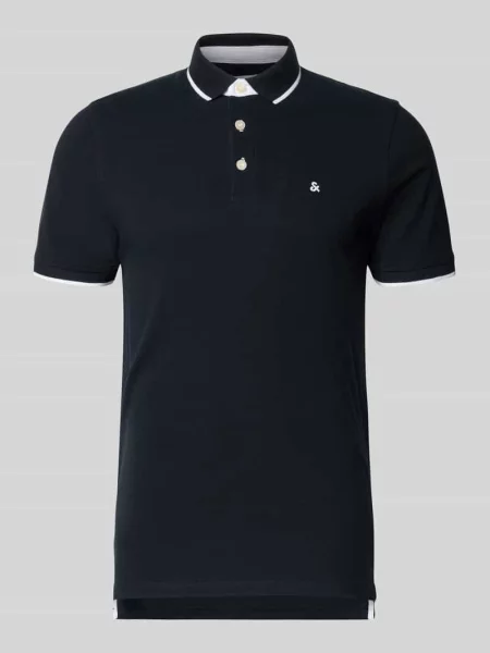 Koszulka polo o kroju slim fit z dodatkiem model ‘Paulos’ Jack & Jones granatowe