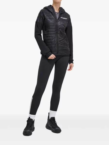 Geacă Adidas cu dungi alergare cu glugă verde